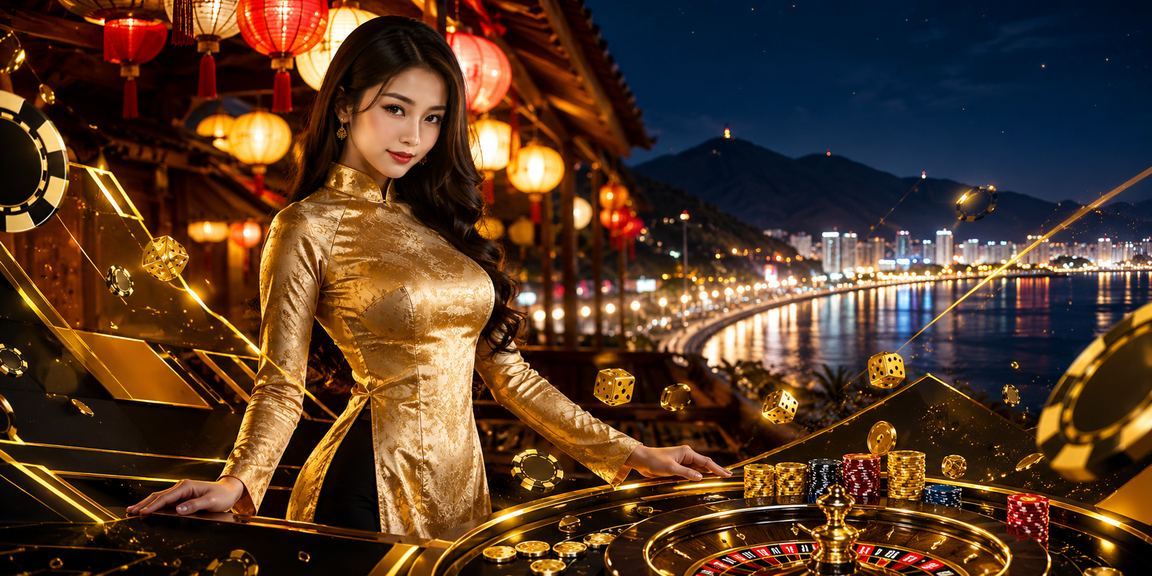 Người phụ nữ mặc áo dài tham gia trò chơi trực tuyến tại Quy Nhơn buổi tối